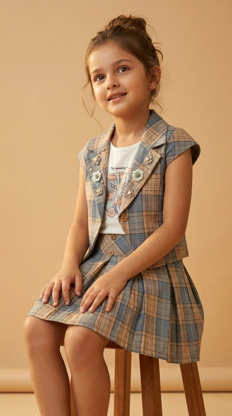 ETHNIA Vintage Check Co-ord Set