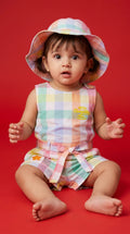 ETHNIA Pastel Check Summer Romper Set