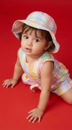 ETHNIA Pastel Check Summer Romper Set