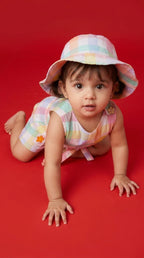 ETHNIA Pastel Check Summer Romper Set