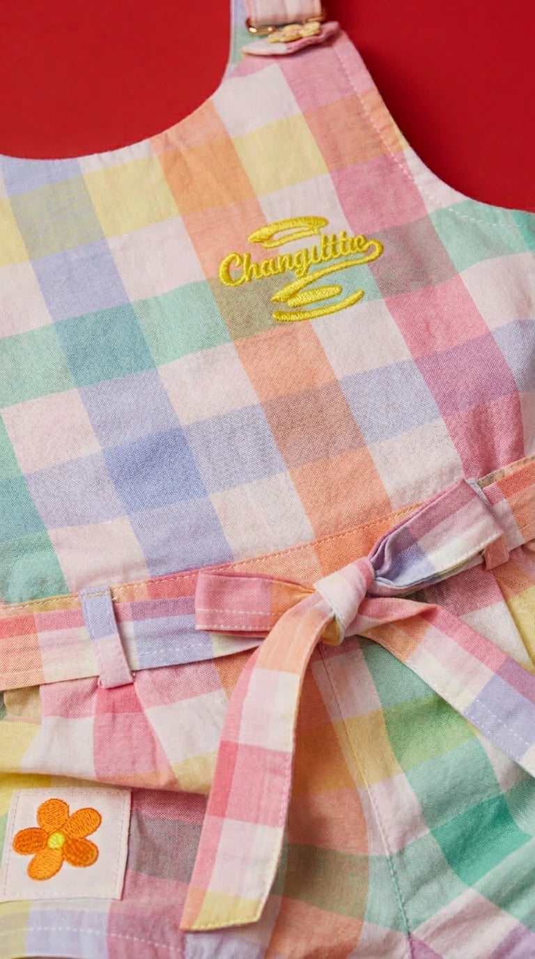 ETHNIA Pastel Check Summer Romper Set