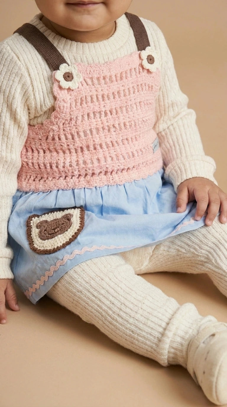 ETHNIA Pastel Knit Dungaree Set