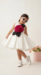 Classic White Rose Statement Dress