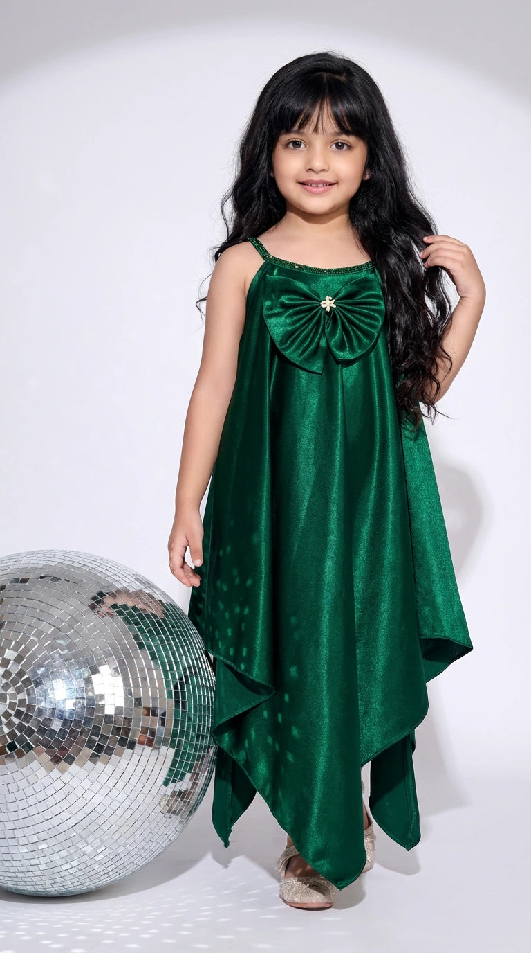 Emerald Satin Statement Dress