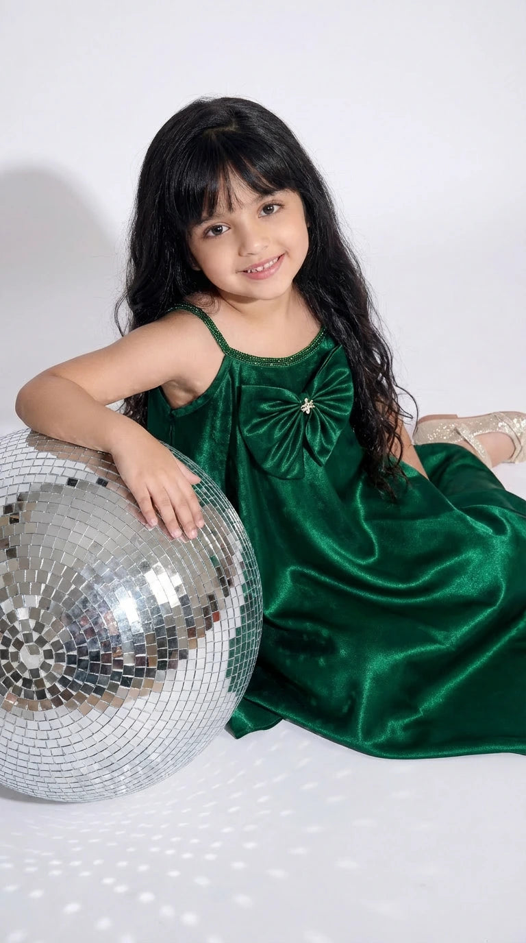 Emerald Satin Statement Dress