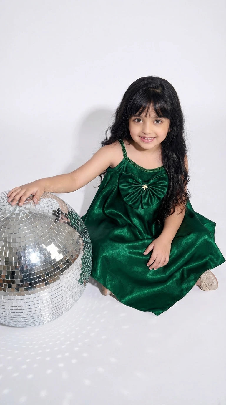 Emerald Satin Statement Dress