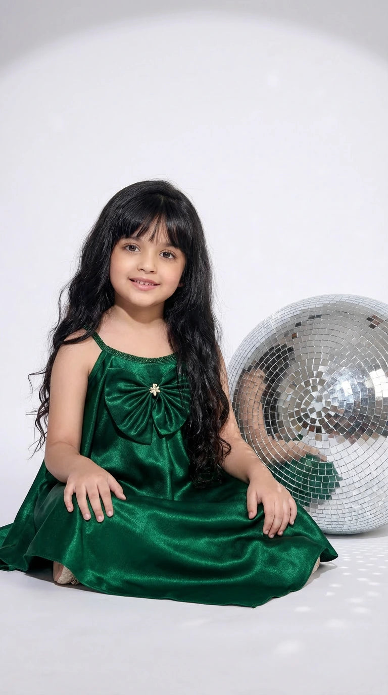 Emerald Satin Statement Dress