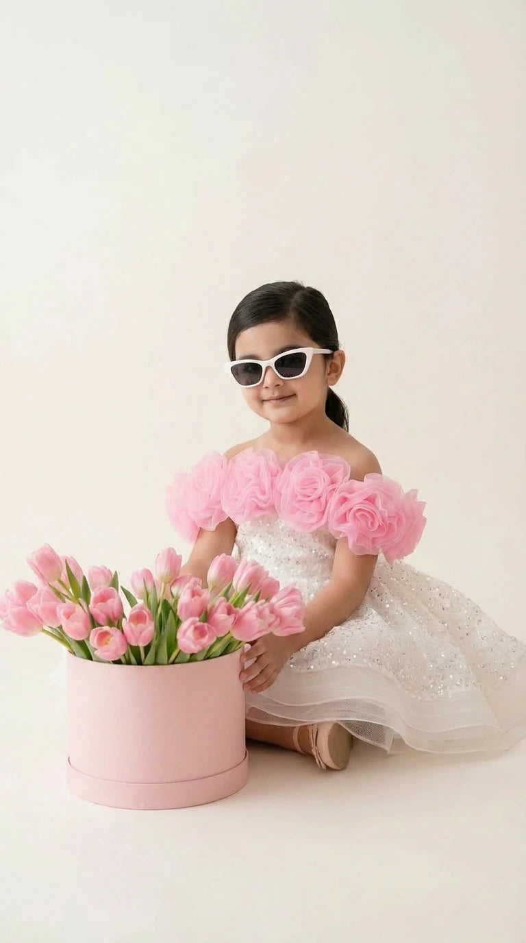 White Blossom Party Dress