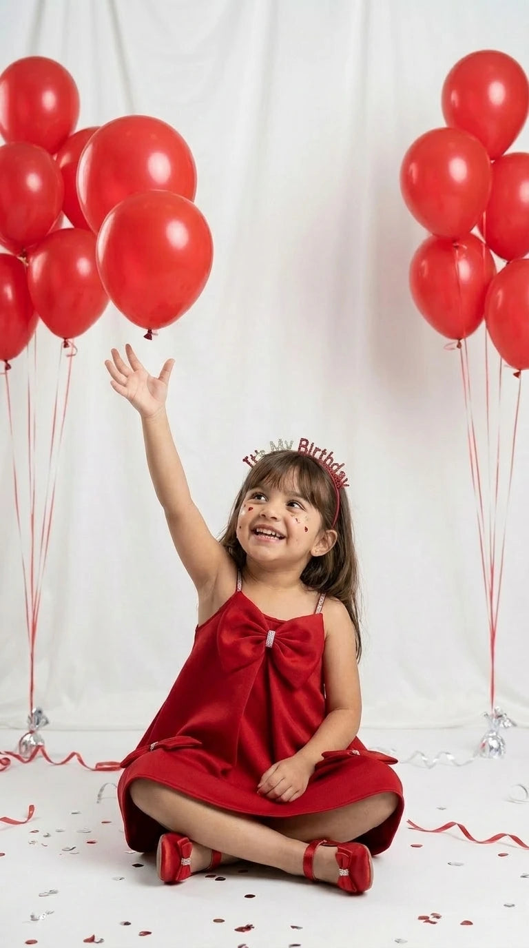 Classic Red Bow Party Dress