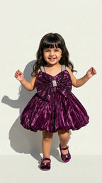 Royal Plum Sequin Bow Bubble Dress
