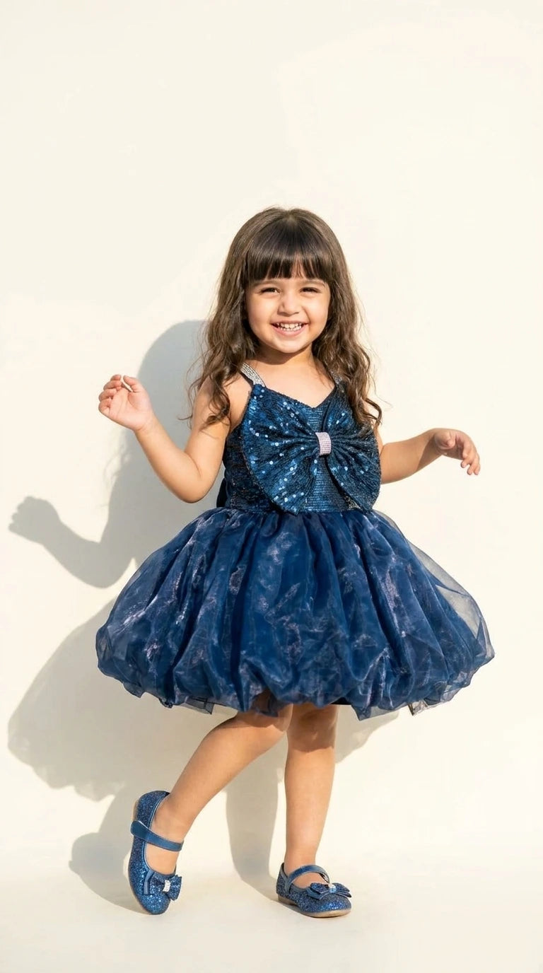 Sapphire Sparkle Bow Dress