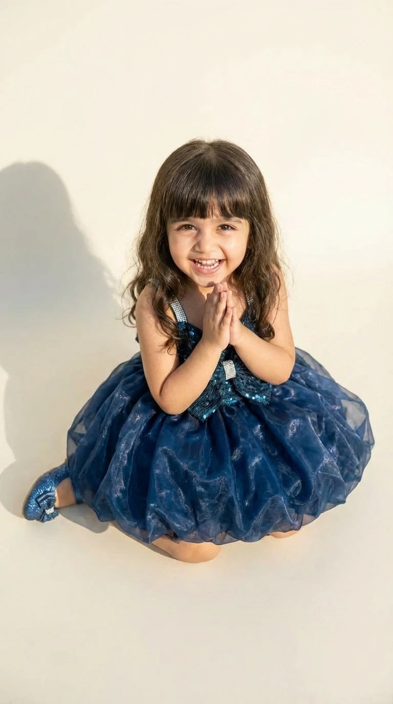 Sapphire Sparkle Bow Dress