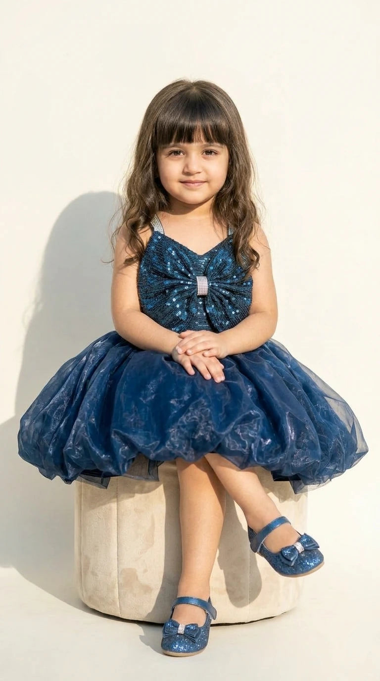 Sapphire Sparkle Bow Dress