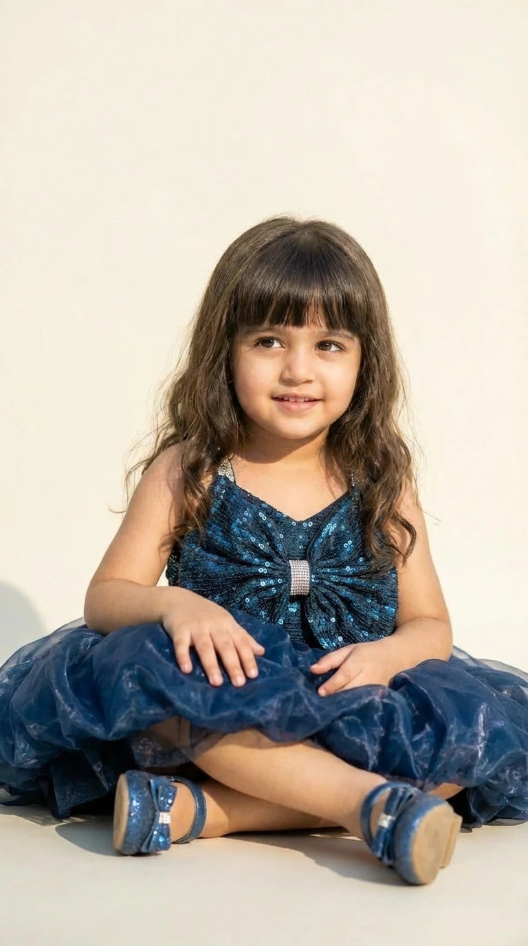 Sapphire Sparkle Bow Dress