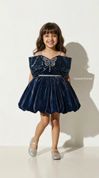 Royal Butterfly Bow Bubble Dress – Plum