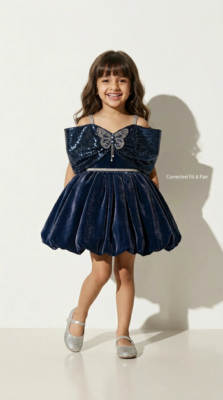 Royal Butterfly Bow Bubble Dress – Plum