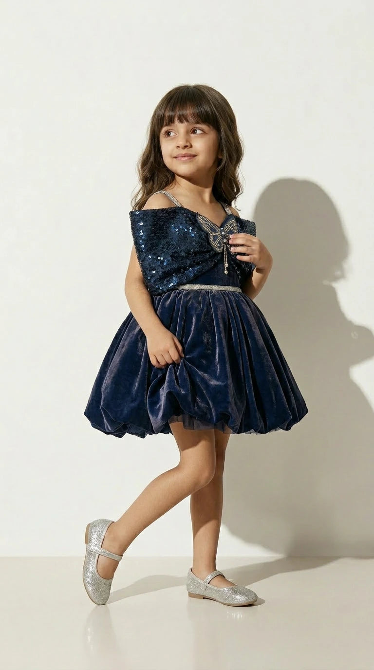Royal Butterfly Bow Bubble Dress – Plum