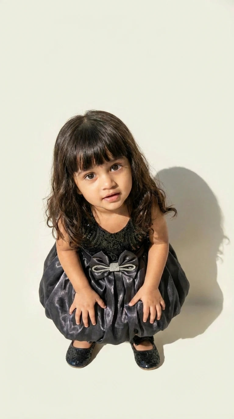 Classic Glam Bow Party Dress – Black