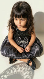 Classic Glam Bow Party Dress – Black