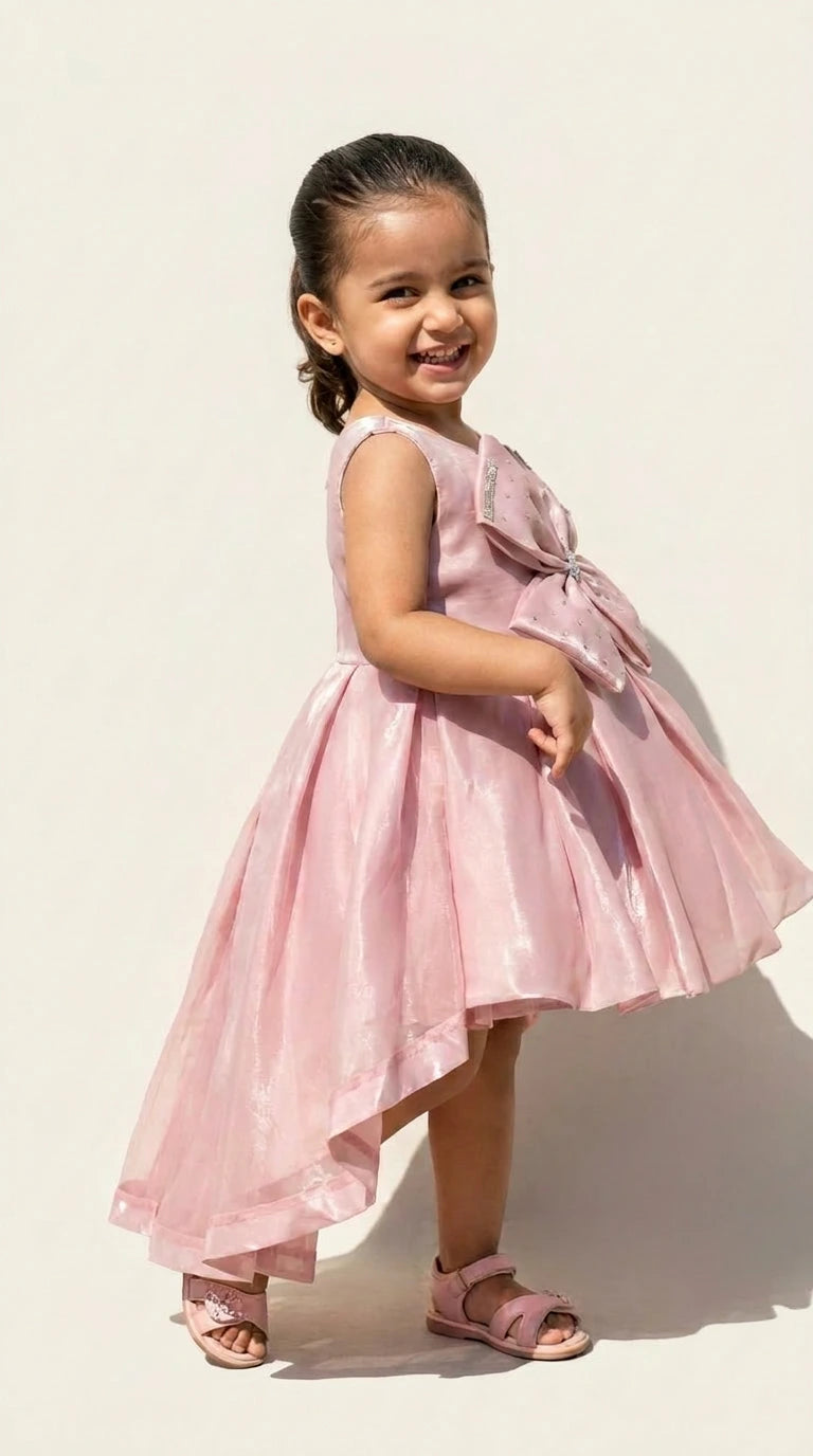 Ethnia Blush Bow Cascade Dress