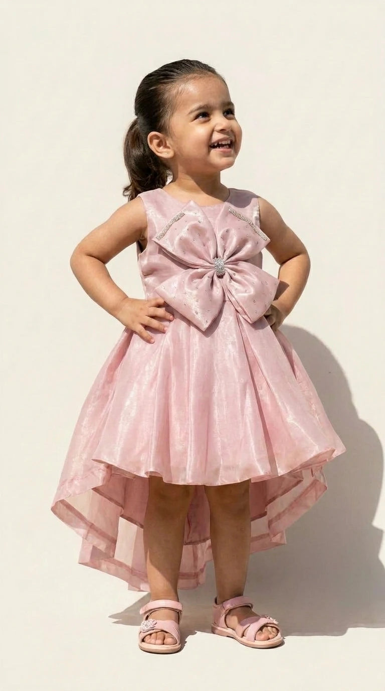 Ethnia Blush Bow Cascade Dress