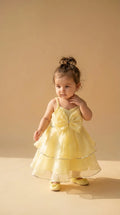 Lemon Yellow Bow Layered Gown