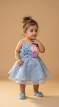 Blue Rosette Party Dress