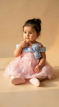 Blush Bloom Baby Party Dress (Blue Bow)