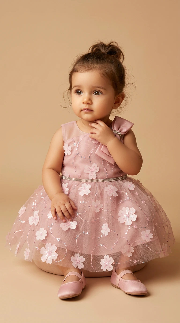 Rose Petal Baby Dress (Classic Pink)