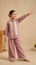 Lavender Luxe Girls Embroidered Co-Ord Set