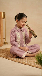 Lavender Luxe Girls Embroidered Co-Ord Set