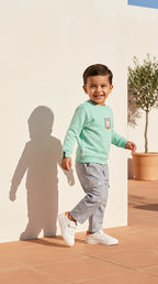 Mint Sweatshirt & Grey Cargo Pants Set