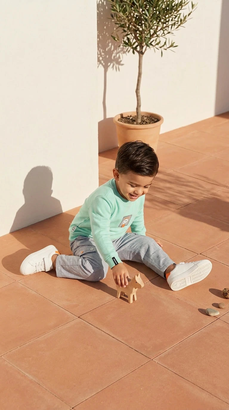 Mint Sweatshirt & Grey Cargo Pants Set