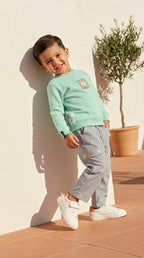 Mint Sweatshirt & Grey Cargo Pants Set