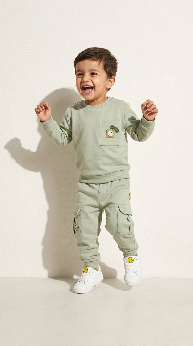 Sage Smile Sweatshirt & Cargo Joggers Set