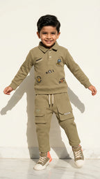 Olive Ribbed Polo Co-ord Set