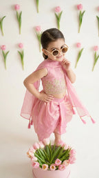 Pink Draped Indo-Western Set