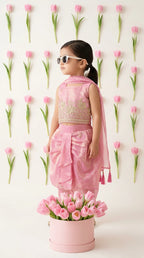 Pink Draped Indo-Western Set