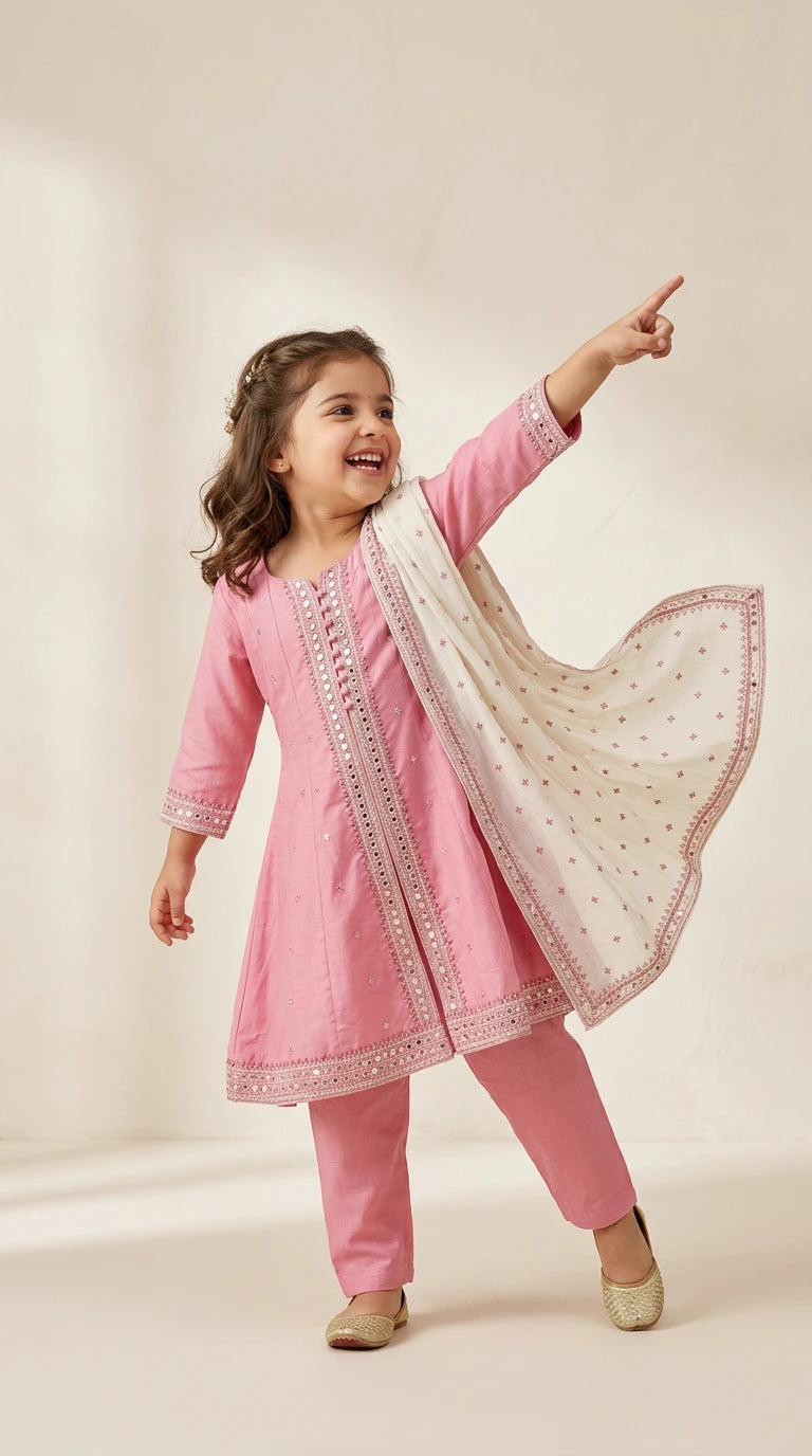 Blush Pink Embroidered Festive Suit Set