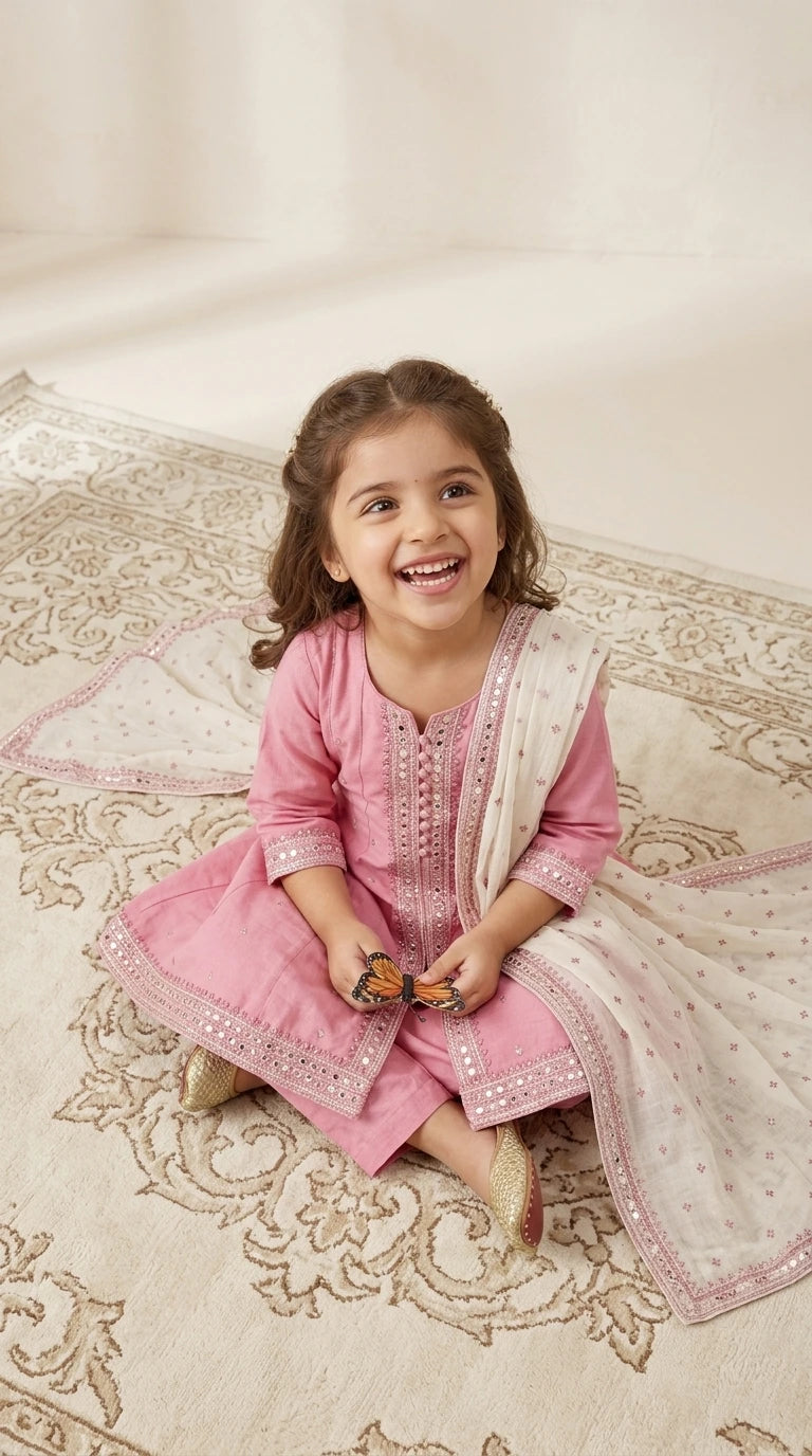 Blush Pink Embroidered Festive Suit Set