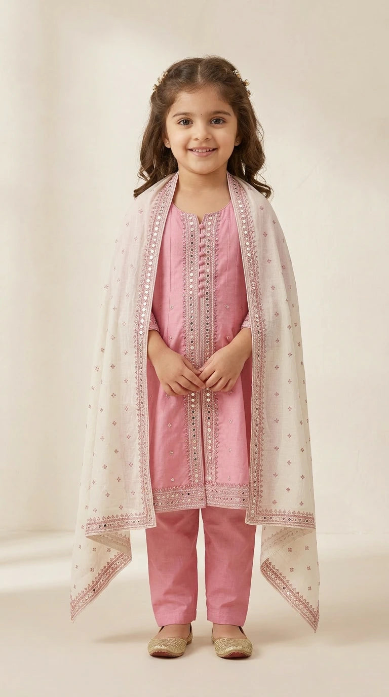 Blush Pink Embroidered Festive Suit Set
