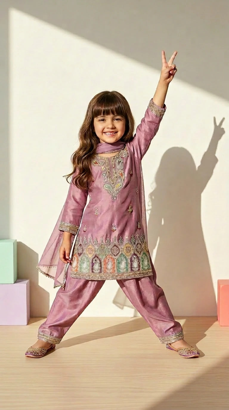 Blush Pink Embroidered Festive Suit Set