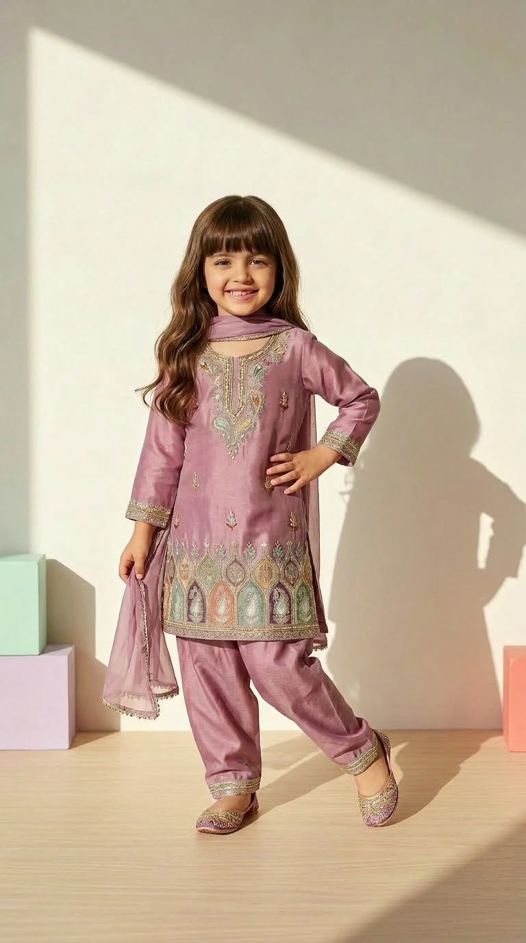 Blush Pink Embroidered Festive Suit Set