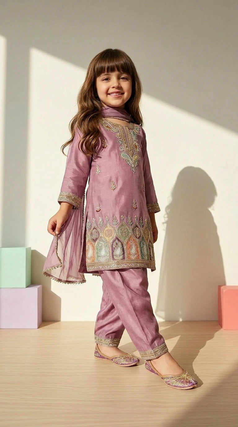 Blush Pink Embroidered Festive Suit Set