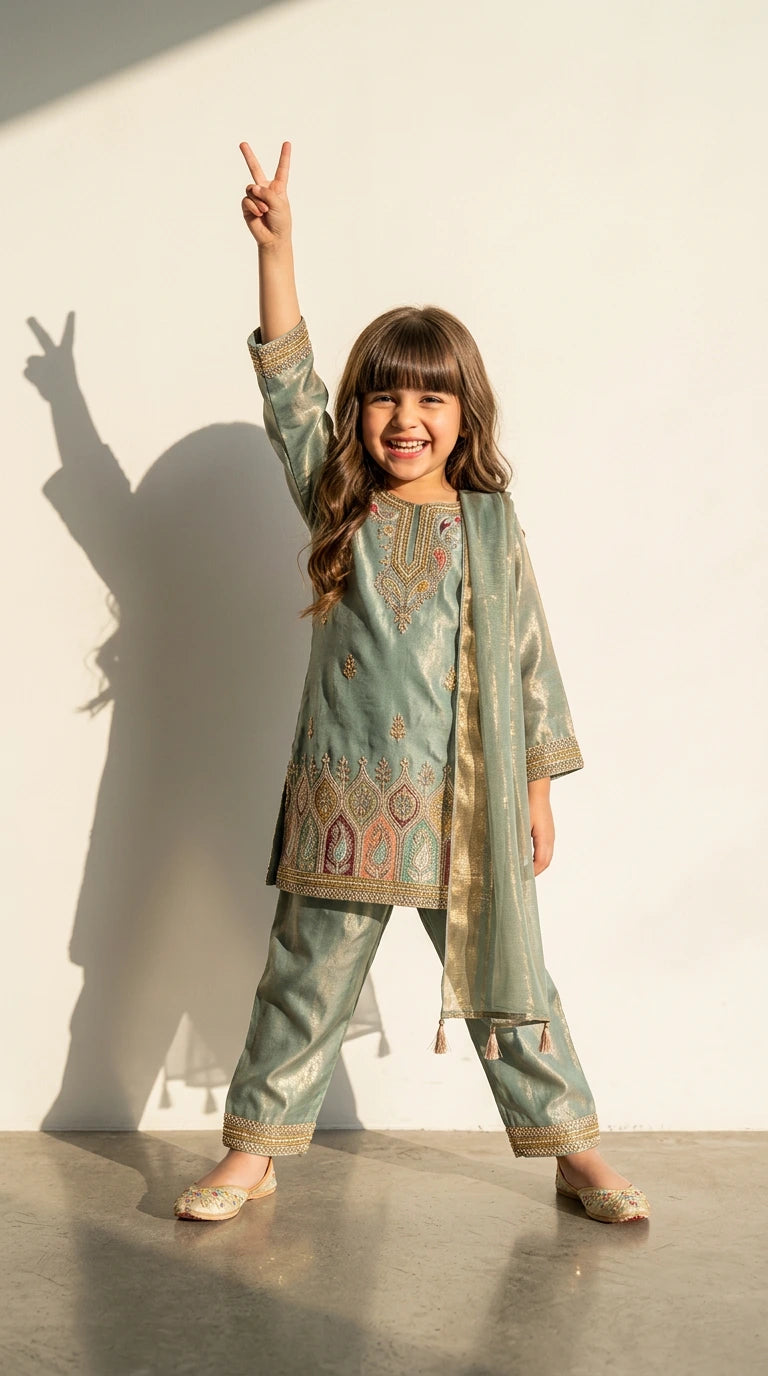 Mint Green Embroidered Festive Suit Set