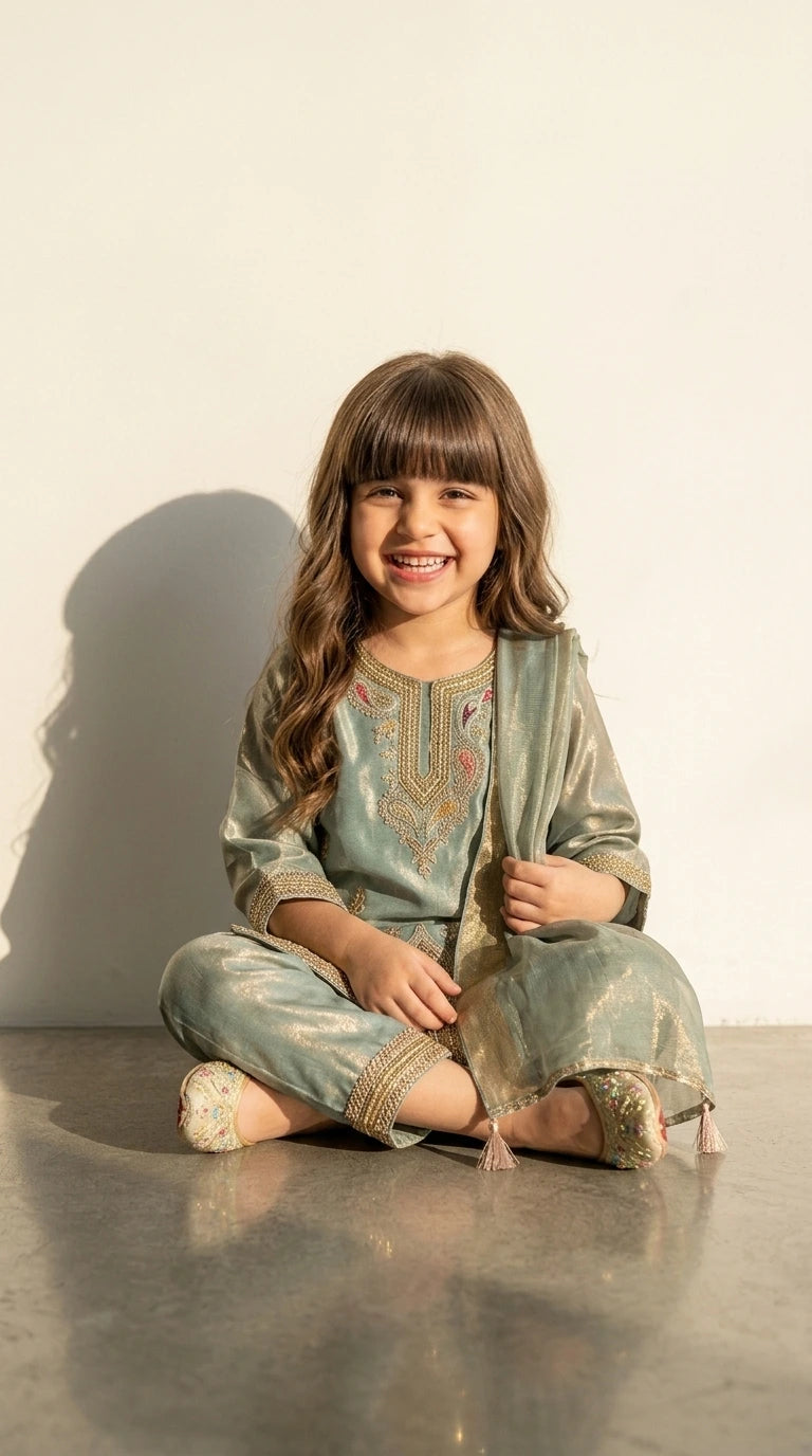 Mint Green Embroidered Festive Suit Set