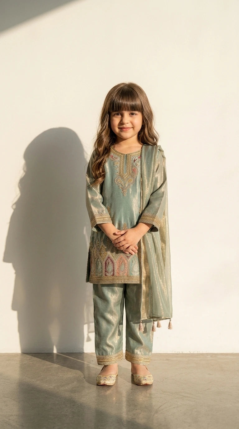 Mint Green Embroidered Festive Suit Set