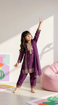 Royal Purple Embroidered Festive Suit Set