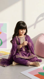 Royal Purple Embroidered Festive Suit Set