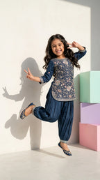 Midnight Bloom Embroidered Patiala Set